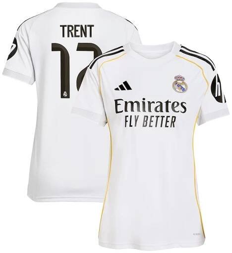 Real Madrid adidas Home Shirt 2025-26 - Womens with Trent 12 printing