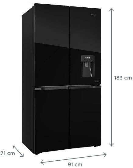 Americká lednice s dávkovačem vody LA8891bc BLACK | Concept – chytře vymyšleno pro život