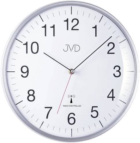Stříbrné přesné rádiem řízené nástěnné hodiny JVD RH16.1