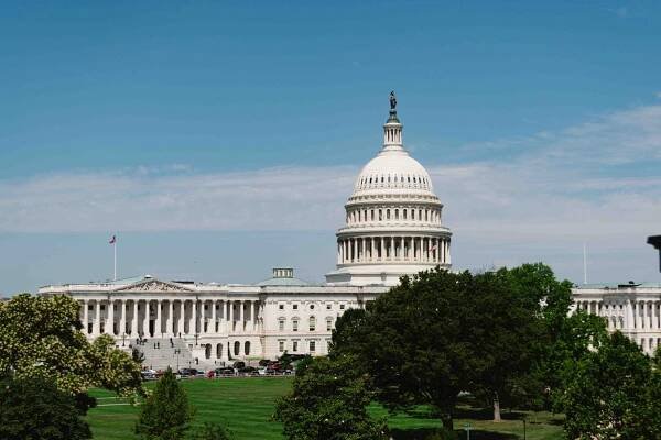 Backside view of US Capitol Building in Washington DC