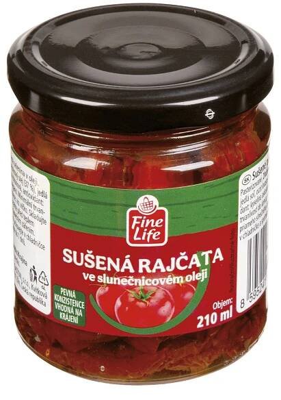 Fine Life Rajčata sušená půlky 190 g - Rajčata, Konzervovaná zelenina, Konzervované potraviny, hotová jídla, směsi, Trvanlivé