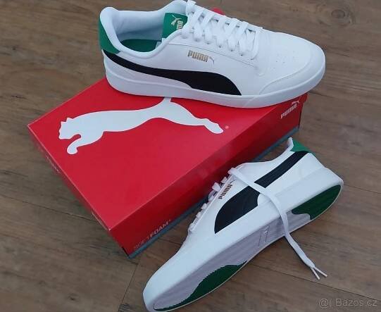 Boty Puma Shuffle white-black-gold-green - Opava