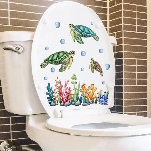 DIY podmořský zvířecí vzor Koupelnová dekorace 3D nálepka na toaletní sedátko PVC umělecká tapeta Odnímatelné nálepky na koupelnu Samolepka na toaletu