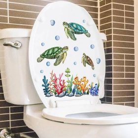 DIY Undersea Animal Pattern Bathroom Decor 3D Toilet Seat Sticker PVC Art Wallpaper Removable Bathroom Decals Toilet Sticker