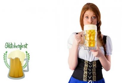 Oktoberfest dívka pití džbán piva — Stock obrázek