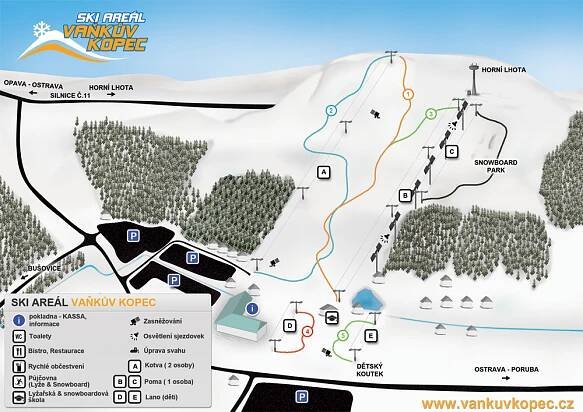Ski areál Vaňkův kopec - informace a mapa