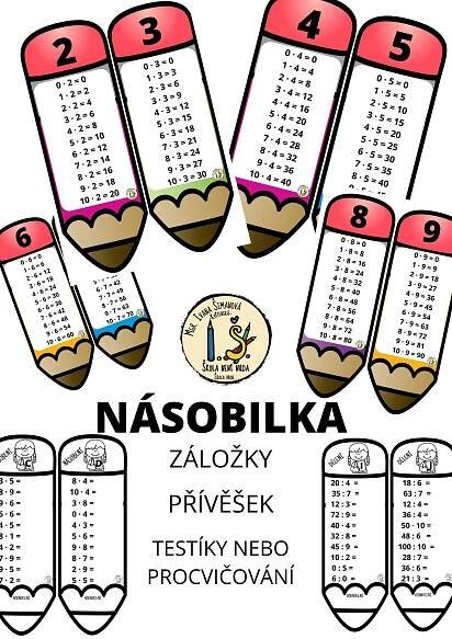Násobilka - záložky, přívěšek, testíky či procvičování