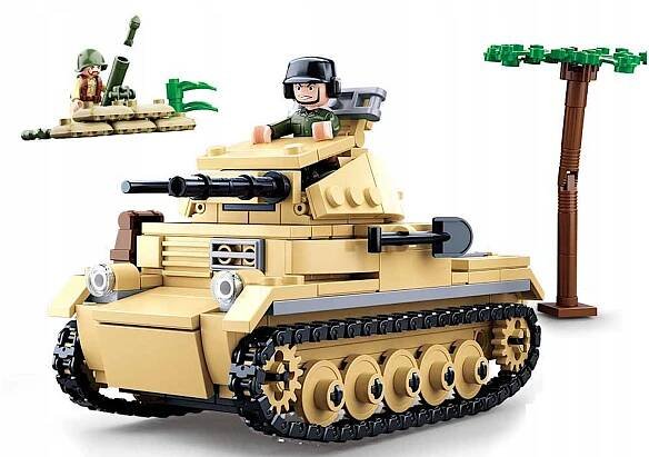 Stavebnice Tank PzKpfw II Armáda 2 FIGURKY BUNKR + MOŹDZIERZ +LEGO ZBRAŇ Materiál plast