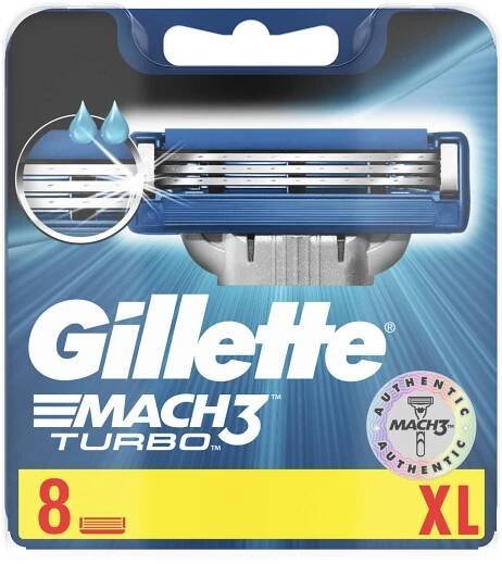 VLOŽKY NOŽE ČEPELE DO STROJKŮ GILLETTE MACH 3 TURBO 8 ks 100% ORIGINÁL