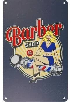 Plechová retro cedule Barbershop B020