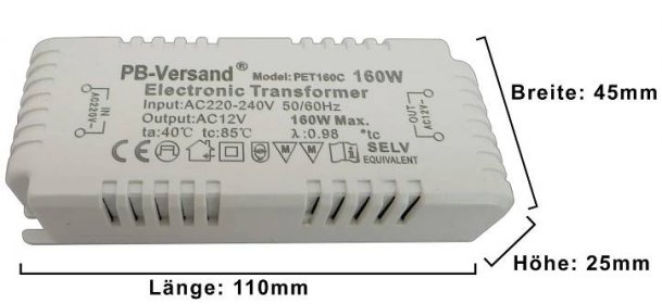 LED Trafo 0-80 wattů 12 V AC/halogen do 160 W střídavý proud - Elektro