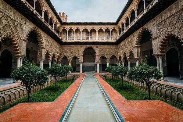 Beautiful courtyard at the Royal Alcázar of Seville