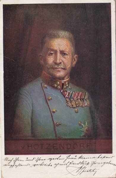 Pohlednice RU - Generál Franz hrabě Conrad von Hötzendorf, podpis
