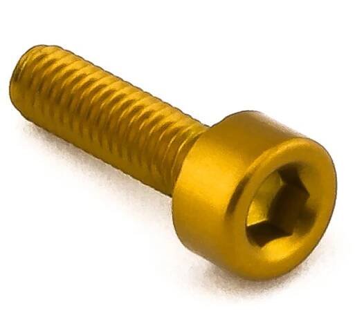 Pro-Bolt hliníkový inbusový šroub s válcovou hlavou se závitem M3 x 0,50 mm a délkou závitu 10 mm, barva zlatá