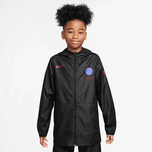 Veste de pluie a capuche PSG Nike - Noir - Enfant