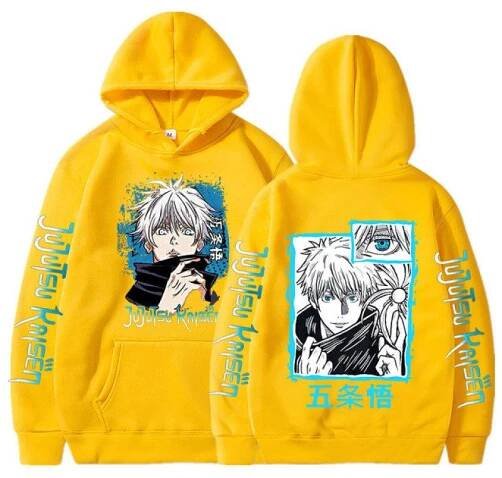Nové Anime Jujutsu Kaisen Satoru Gojo Mikina s kapucí Oversized podzimní zimní fleecová mikina Muži Ženy Pulovr s dlouhým rukávem