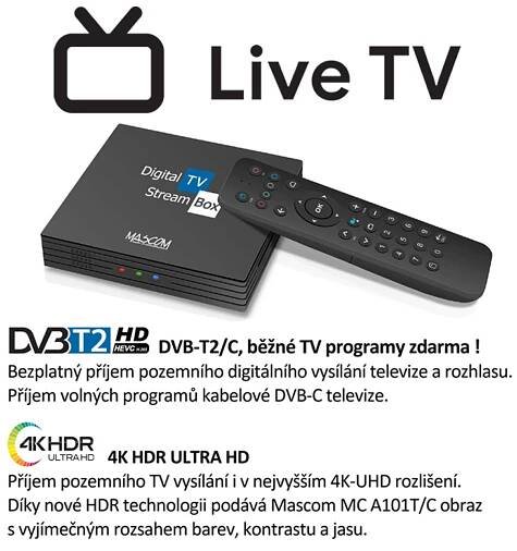 DVB-T přijímač MASCOM MC A101T/C Multimediální centrum 1790 Kč