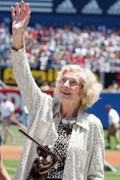 Julia Ruth Stevens before presenting Alex Rodriguez with the 2007 Babe Ruth Home Run Award at Yankee Stadium June 21, 2008 in New York City.