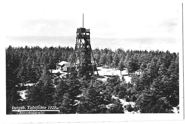 Smrk rozhledna 1937 Jizerské hory okres Liberec Tafelfichte bez známky