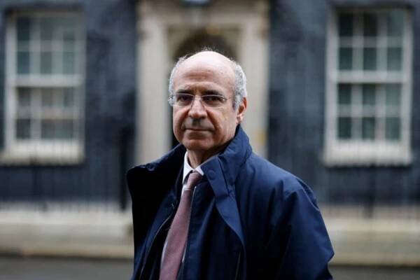 Sir Bill Browder is pictured in front of Downing Street in 2022