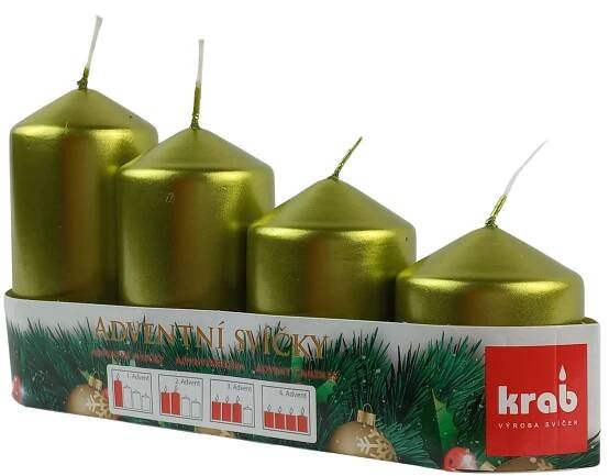 Svíčka adventní schody 50x60/75/90/105 mm - metalická zelená (4ks) - Zahradní centrum "Strakovo" s.r.o.