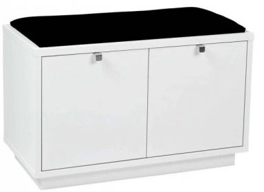 Bílá lavice s úložným prostorem a s černým sedákem Rowico Confetti, šířka 70 cm