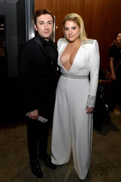 Daryl Sabara (L) and Meghan Trainor at the GRAMMY Awards.