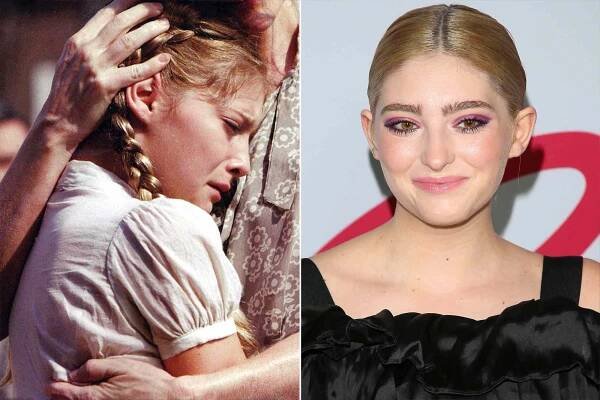Left: Willow Shields as Primrose Everdeen in 'The Hunger Games,' 2012; Right: Willow Shields attends the L.A. premiere of 'Let It Snow' on Nov. 4, 2019