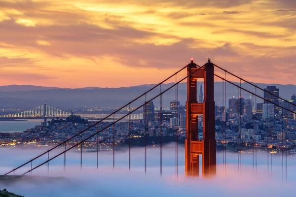 Wall Mural Early morning low fog at Golden Gate Bridge