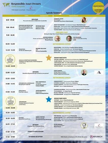 Europe 2024 - Agenda — Responsible Asset Owners Global Symposium