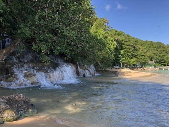 Dunn’s River Falls Meeting the Caribbean Ocean