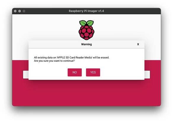 Raspberry Pi Imager - Write Warning