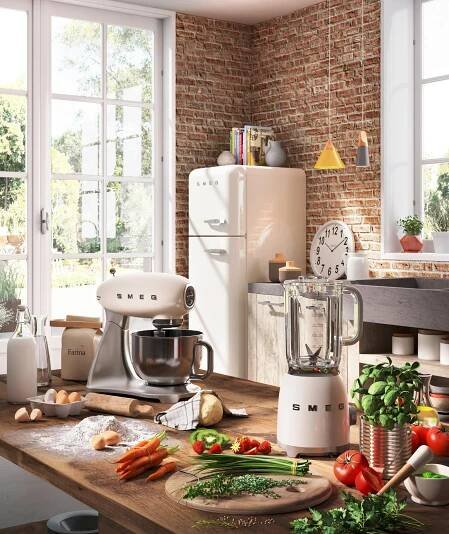 KÜCHENMASCHINE SMF03CREU  - Creme/Alufarben, Basics, Metall (40,2/37,8/22,1cm) - SMEG