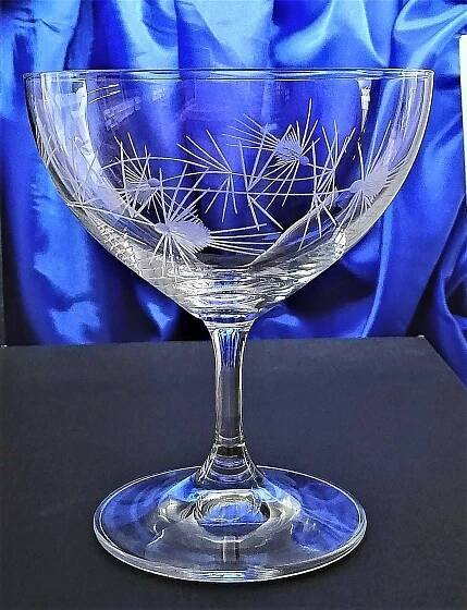 LsG-Crystal Skleničky broušené na šampus koktejly zmrzlinová miska dekor Bodlák FR-2819 340ml 4 Ks.