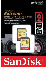SanDisk Extreme 32GB SDHC karta, UHS-I U3, 2-pack