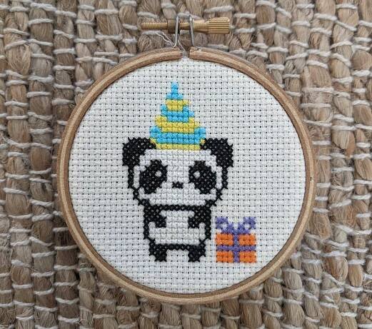 Party Panda Cross Stitch Pattern | Digital Download