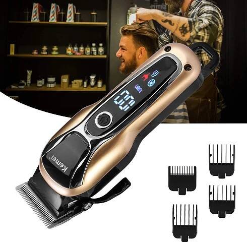 Kemei Professional Cordless Hair Clipper Kit, Gold (KM-1986)