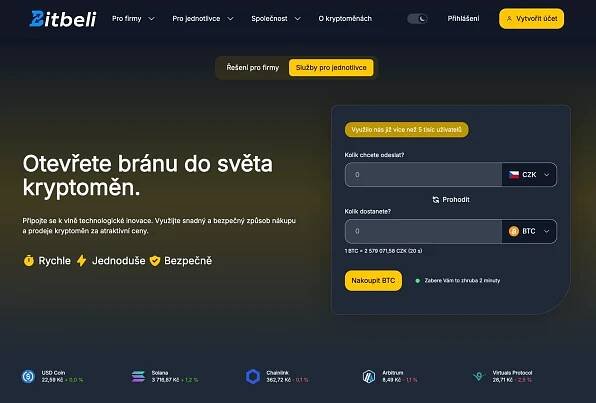 Směnárna kryptoměn Bitbeli