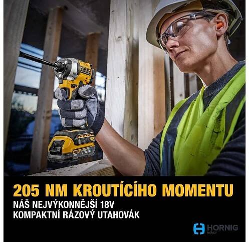 DeWalt DCF850E2T aku rázový utahovák 18V/2*1,7Ah, 205Nm, 1/4", POWERSTACK, TSTAK