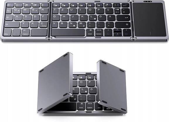 OMOTON SKLÁDACÍ BLUETOOTH KLÁVESNICE S TOUCHPADEM, BEZDRÁTOVÁ, QWERTZ DE