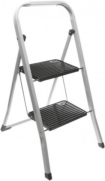 HOMESTYLING Schůdky ocelové 2 nášlapy stříbrná / černá