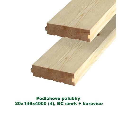 Podlahové palubky 20x146x4000 (4)-BC, smrk + borovice