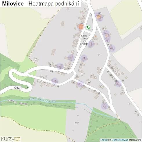 Mapa Milovice - Firmy v části obce.