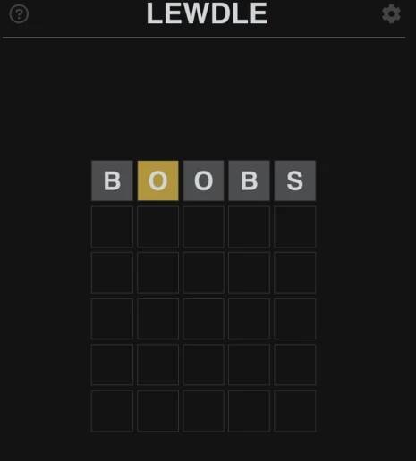 screenshot of lewdle board