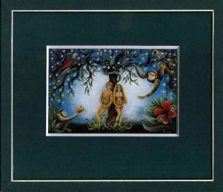 Srncová Emma: Adam a Eva v ráji, litografie