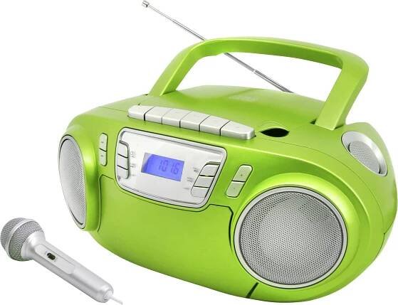 soundmaster SCD5800GR SCD5800GR rádio s CD, FM, USB, kazeta, rádiopřehrávač, včetně mikrofonu, zelená