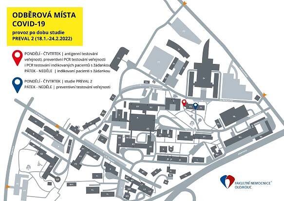 Studie PREVAL 2 ovlivní provoz odběrového místa ve FN Olomouc | Fakultní nemocnice Olomouc