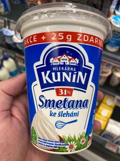 Podrobné informace o potravině Smetana