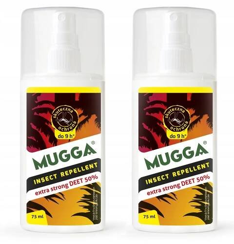 2X SPREJ NA KOMÁRY KLÍŠŤATA MUGGA STRONG 50% mugga