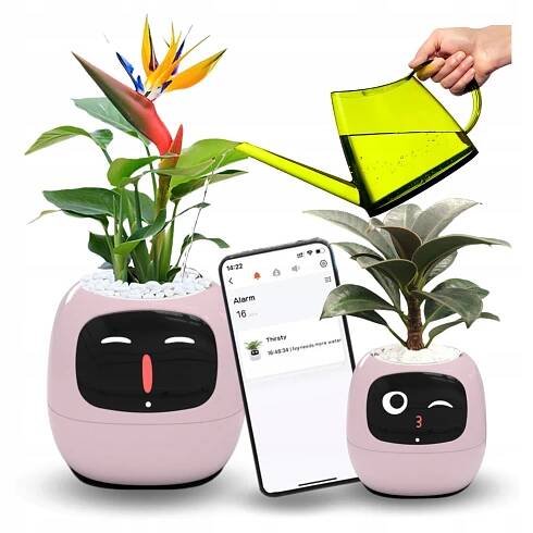 Inteligentní květináč IVY SMART PLANTER, obal na květináč PLANTSIO RŮŽOVÝ